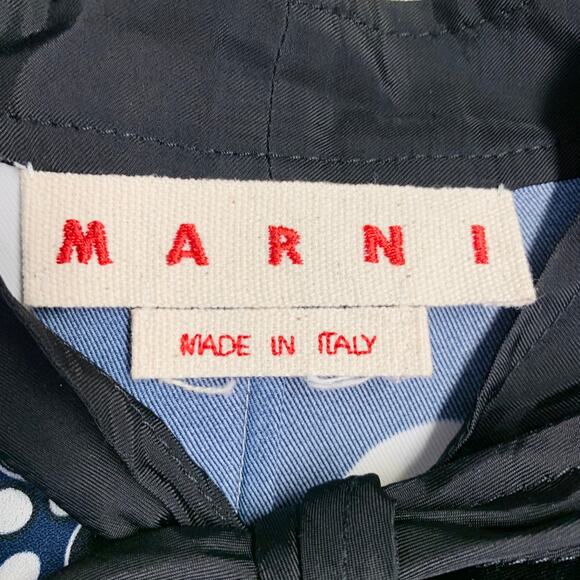 MARNI Size 4 Navy Black Viscose Circles Bow Blouse - Picture 5 of 9